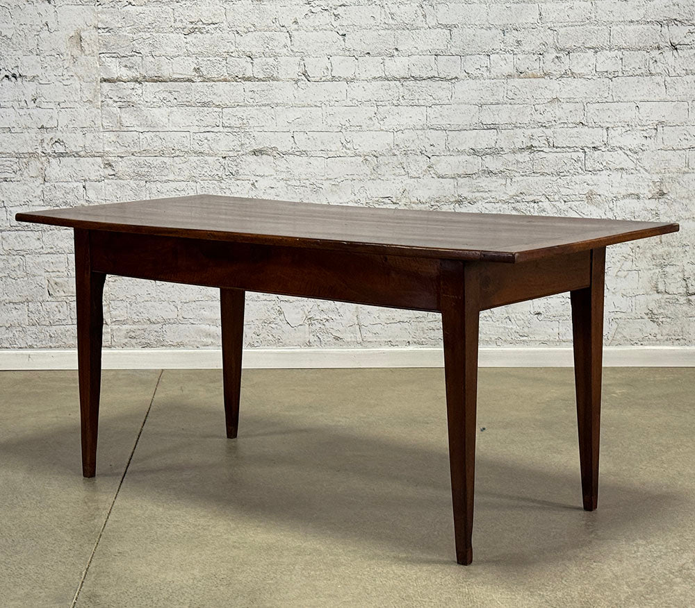 Antique French Walnut Farmhouse Table with Drawer