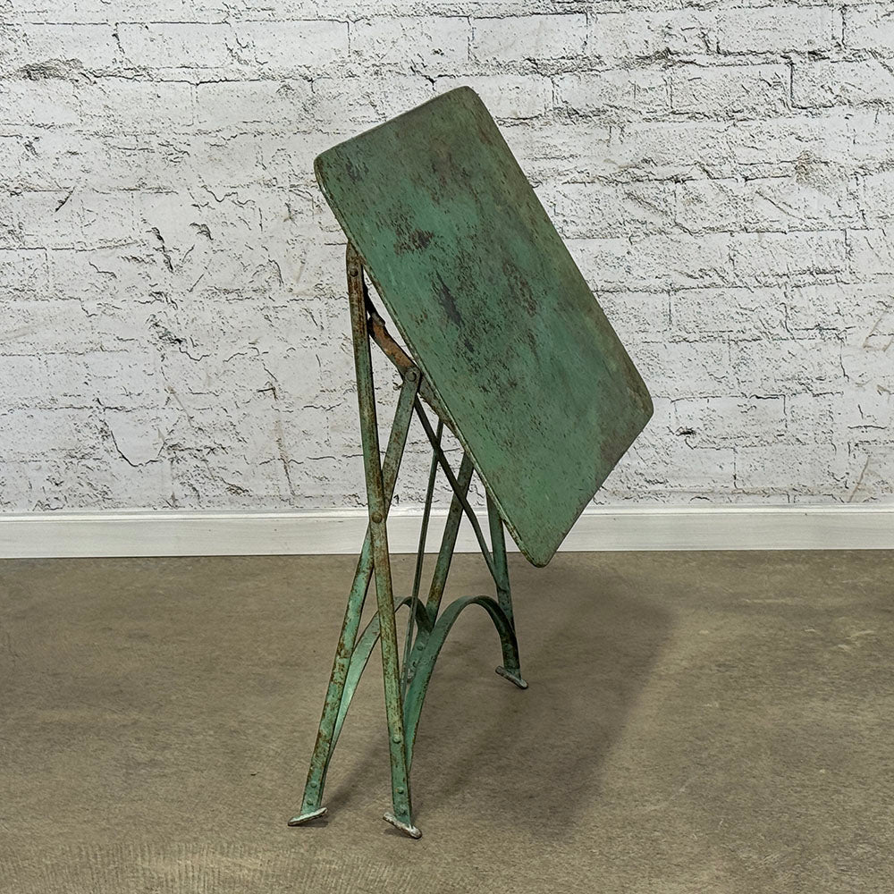 Antique French Zinc Folding Table with Original Green Paint