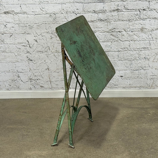 Antique French Zinc Folding Table with Original Green Paint