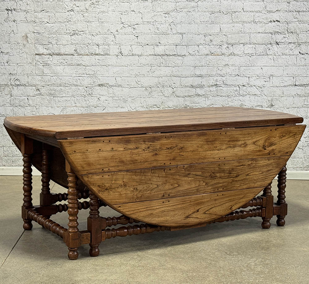 Antique English Elm Double Gateleg Table