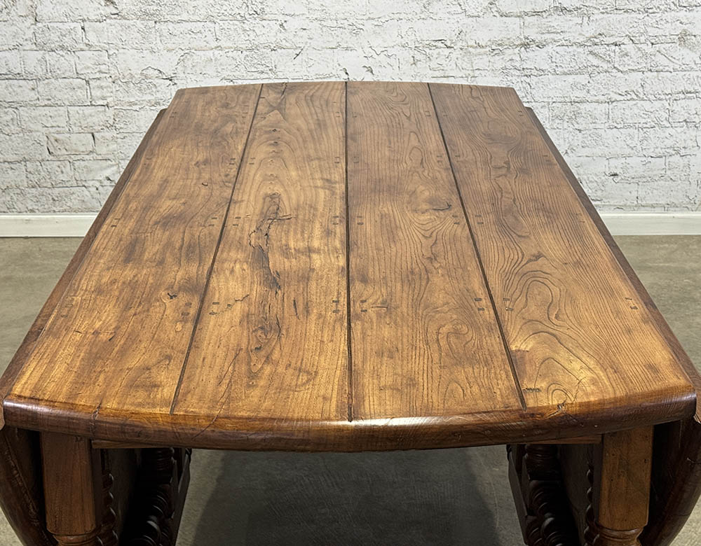 Antique English Elm Double Gateleg Table