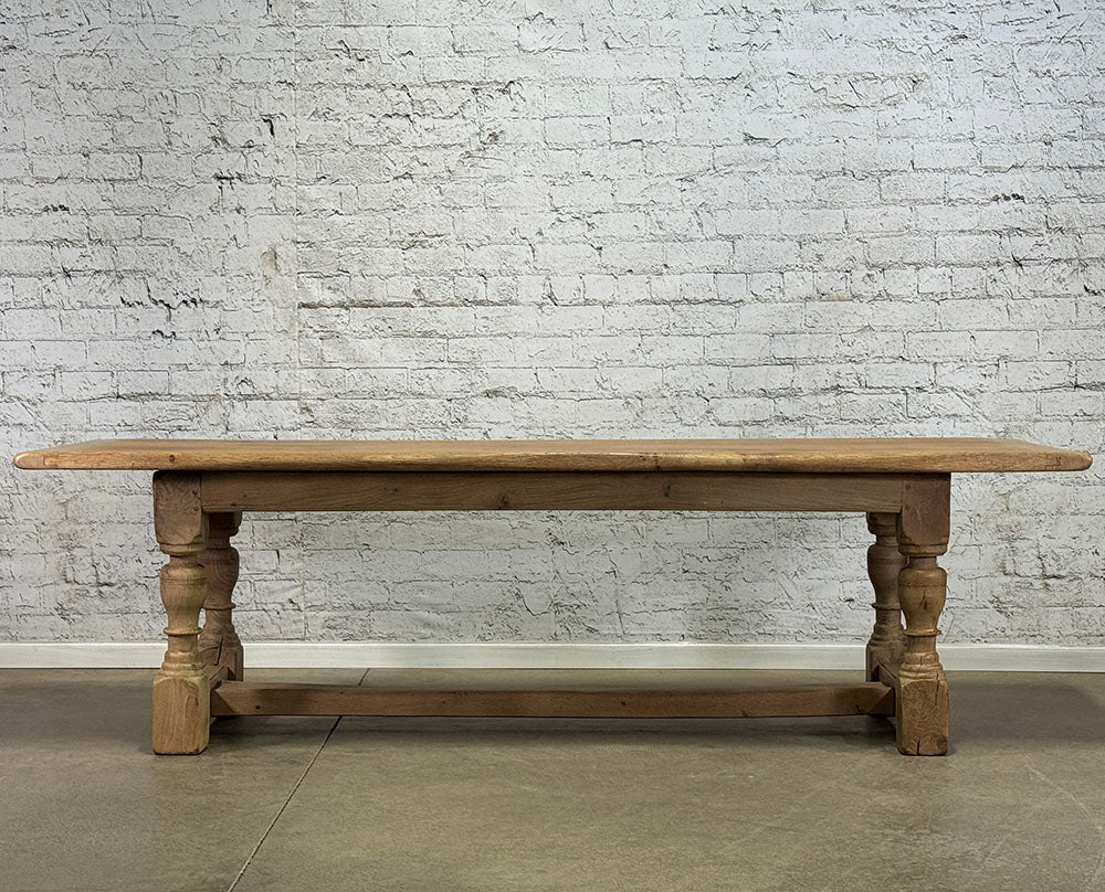 Antique English Pitty Pine Stretcher Base Table