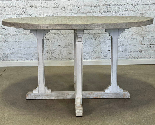 54" Round Whitewashed Four Column Table