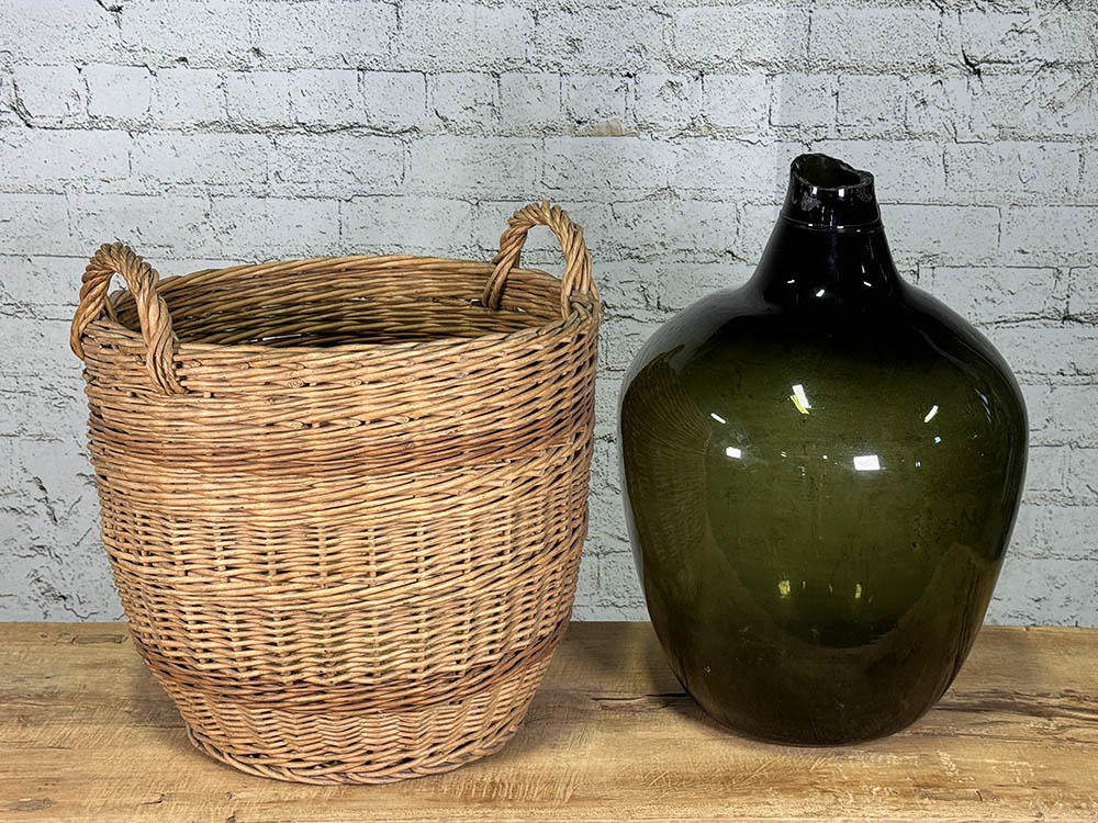 Vintage Basket with Large Wine Bottle
