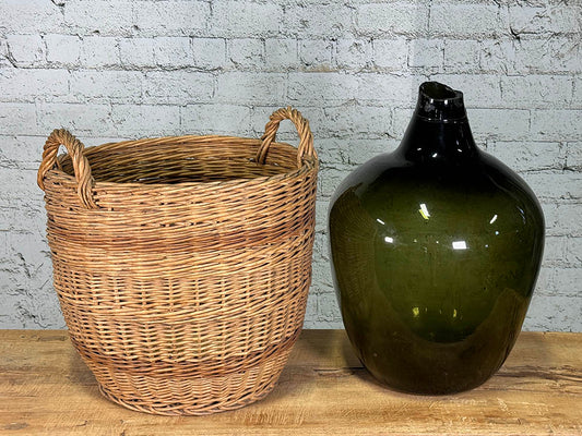 Vintage Basket with Large Wine Bottle