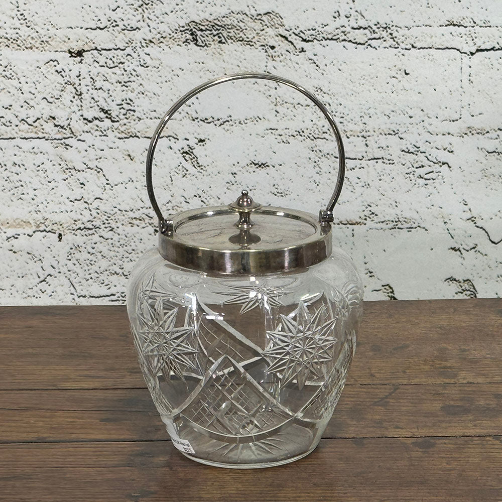 English Cut Glass Biscuit Barrel