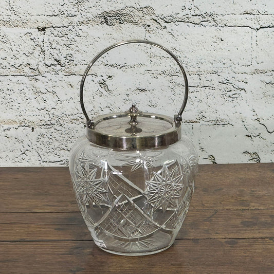 English Cut Glass Biscuit Barrel