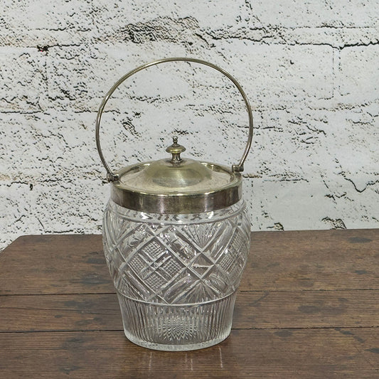 English Cut Glass Biscuit Barrel