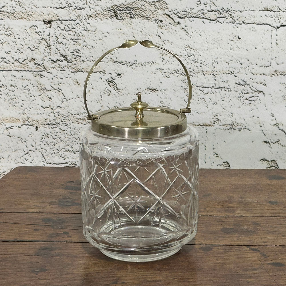 English Cut Glass Biscuit Barrel