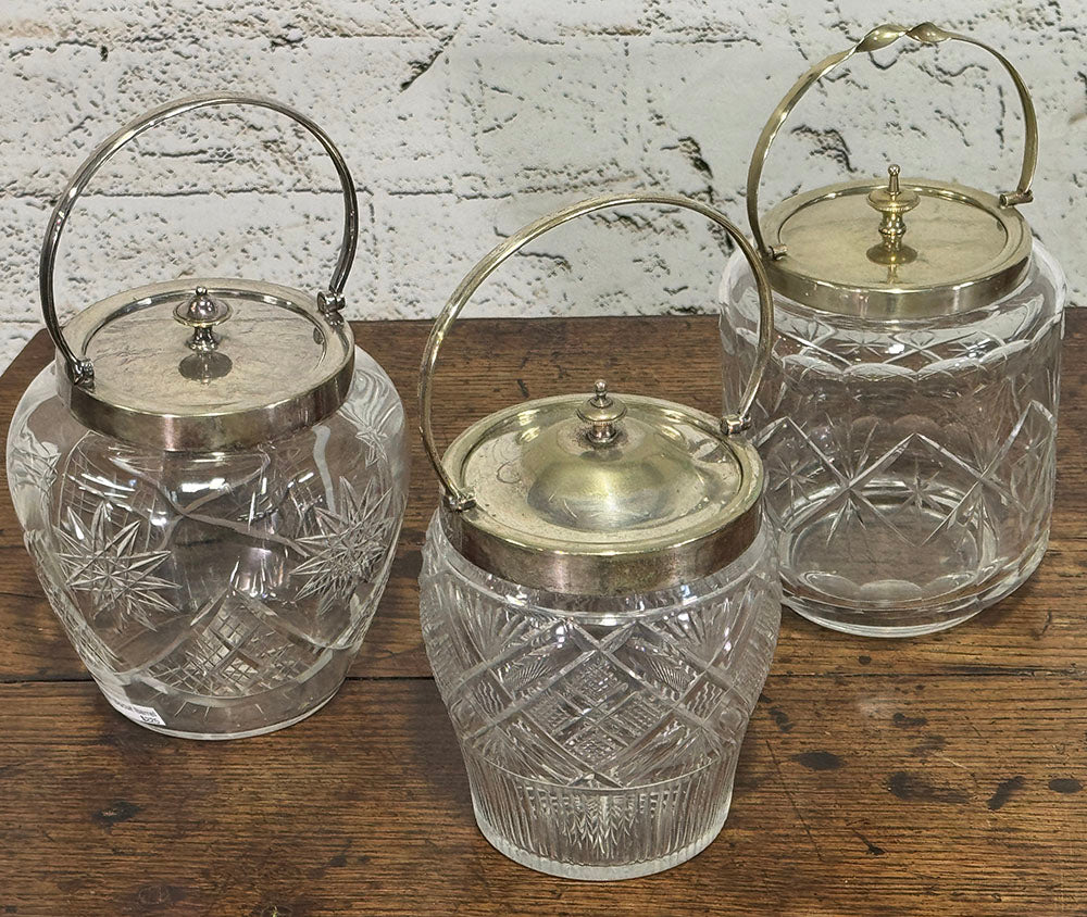 English Cut Glass Biscuit Barrel