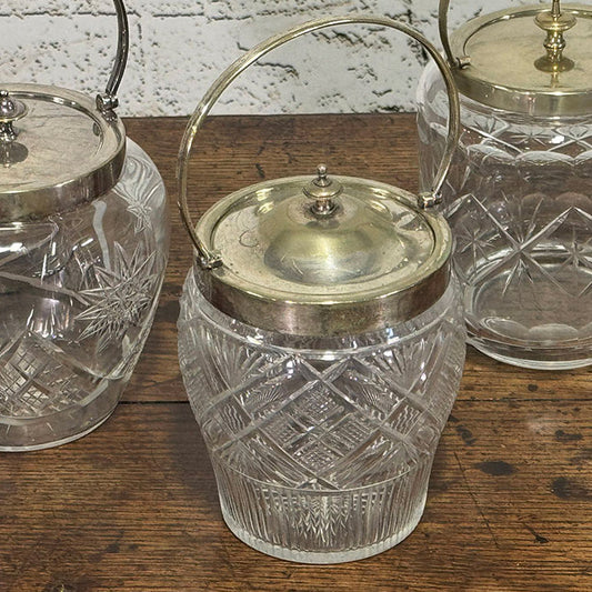 English Cut Glass Biscuit Barrel