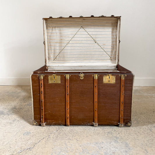 Large Antique English Travel Trunk