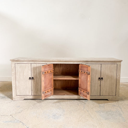 Reclaimed Pine with 6 Doors Sideboard with a Warm Toned Finish