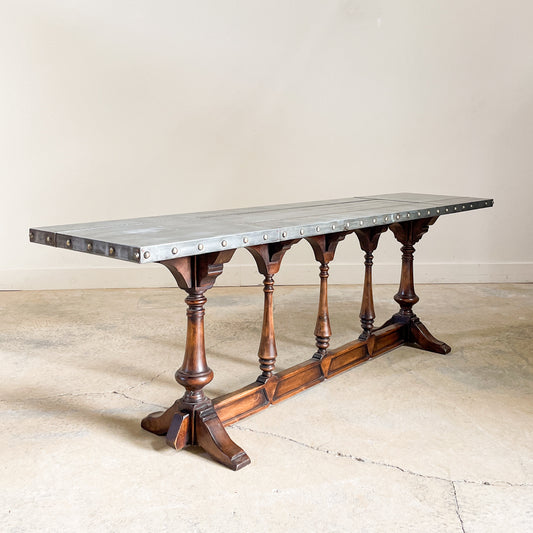 Antique Italian Zinc Top Serving Table