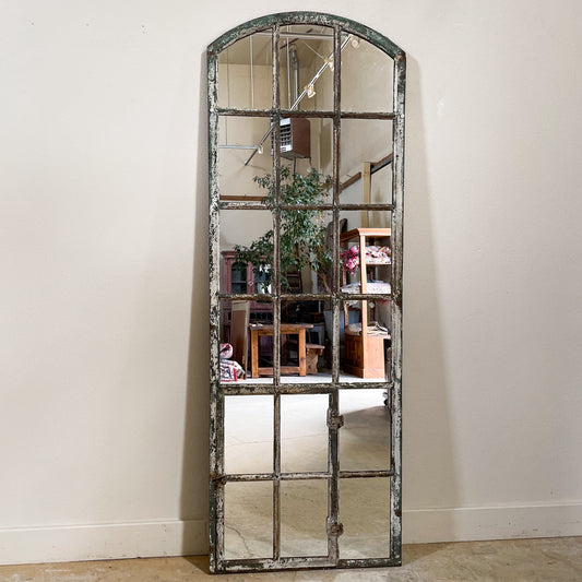 Vintage Belgian White Frame Industrial Mirror