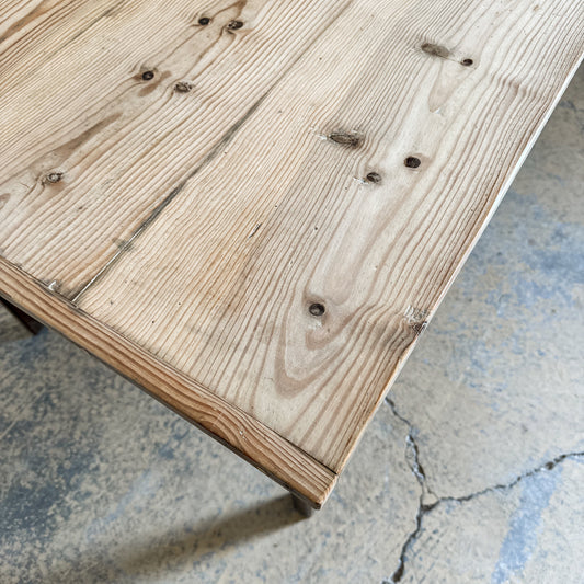 Antique Oak Base Pine Top Table