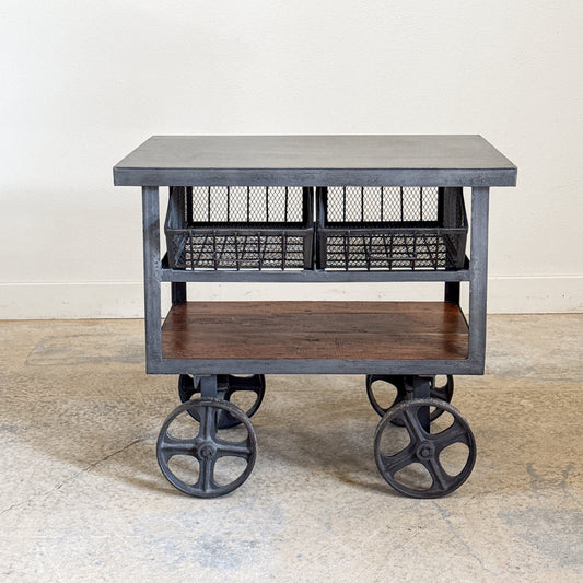 Industrial Metal Cart on Wheels