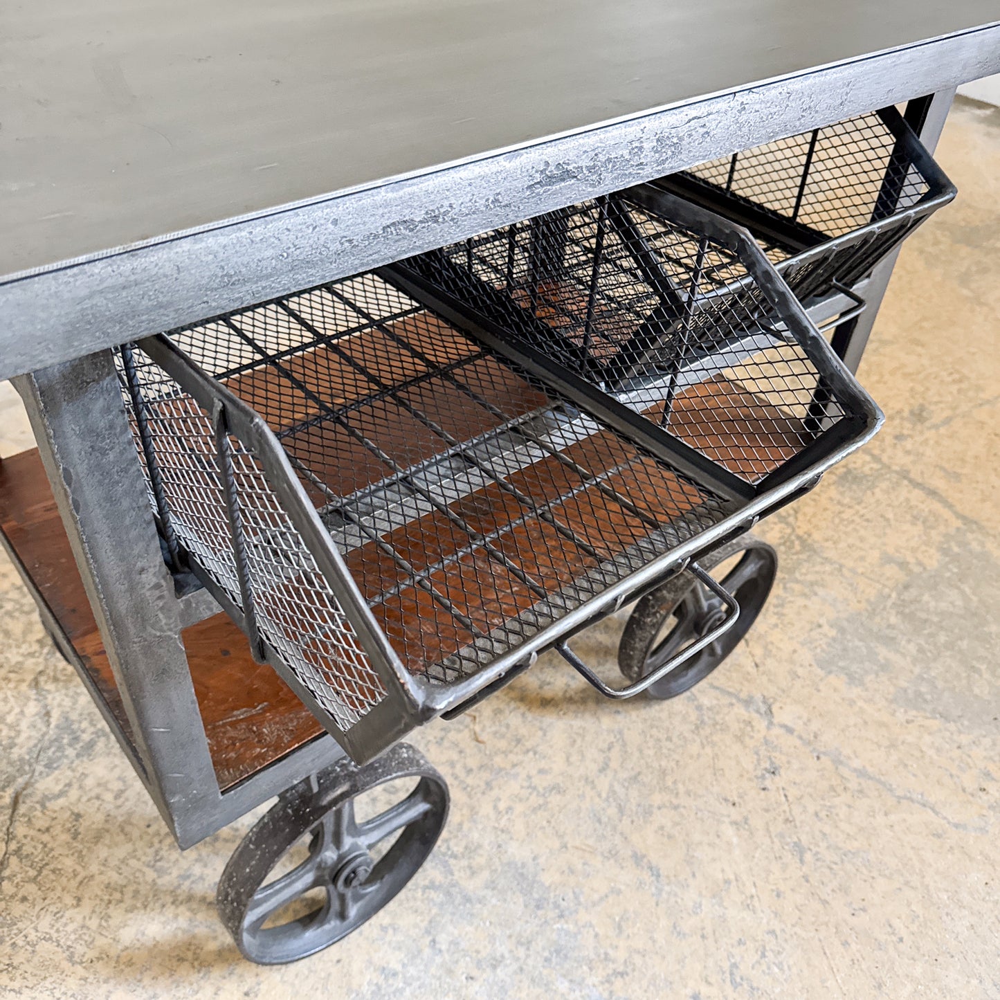 Industrial Metal Cart on Wheels