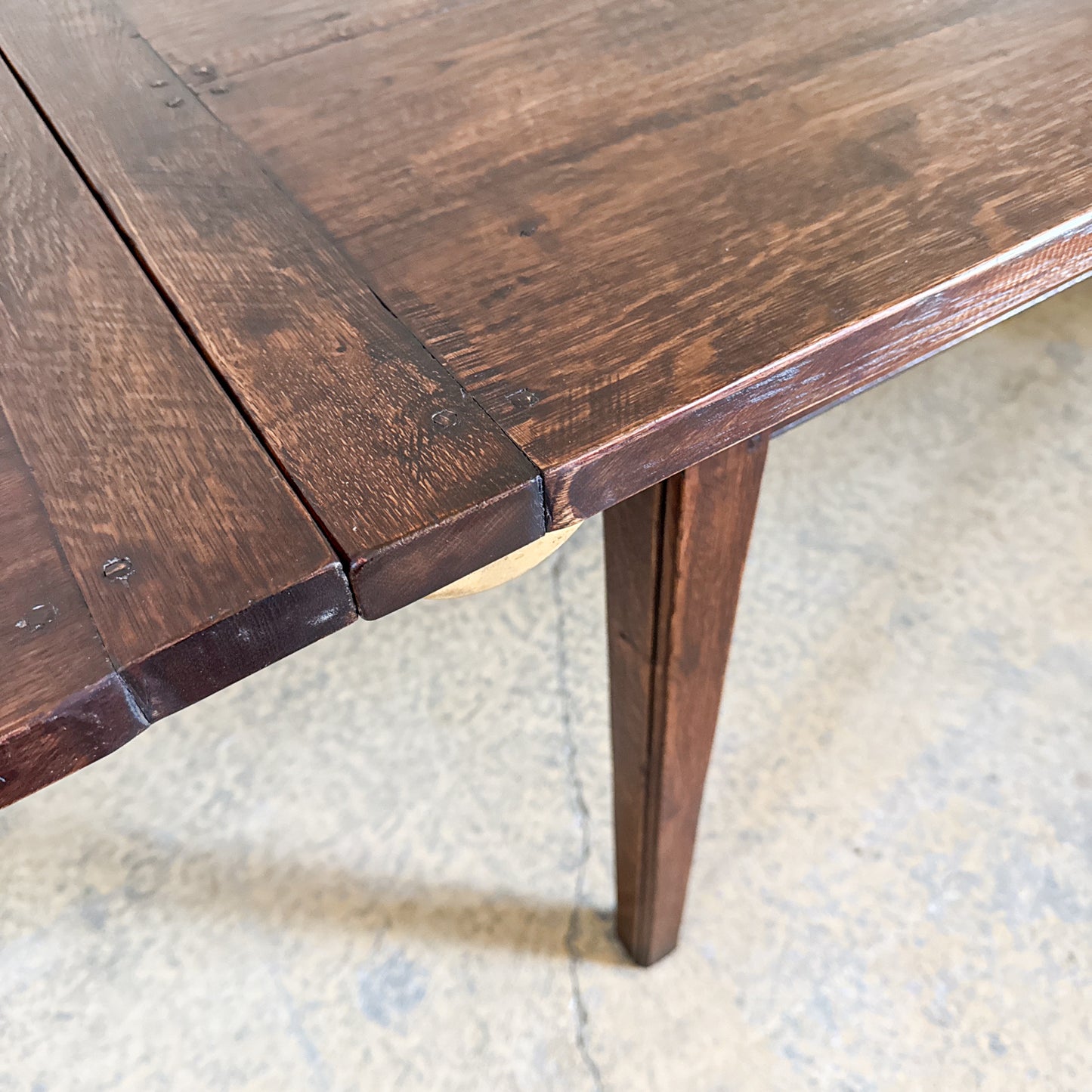 Handcrafted French Oak Farmhouse Table with Extensions