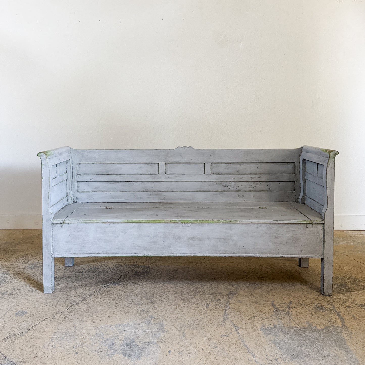 Antique Painted European Bench with Storage