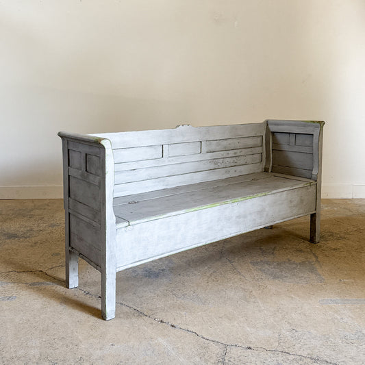 Antique Painted European Bench with Storage