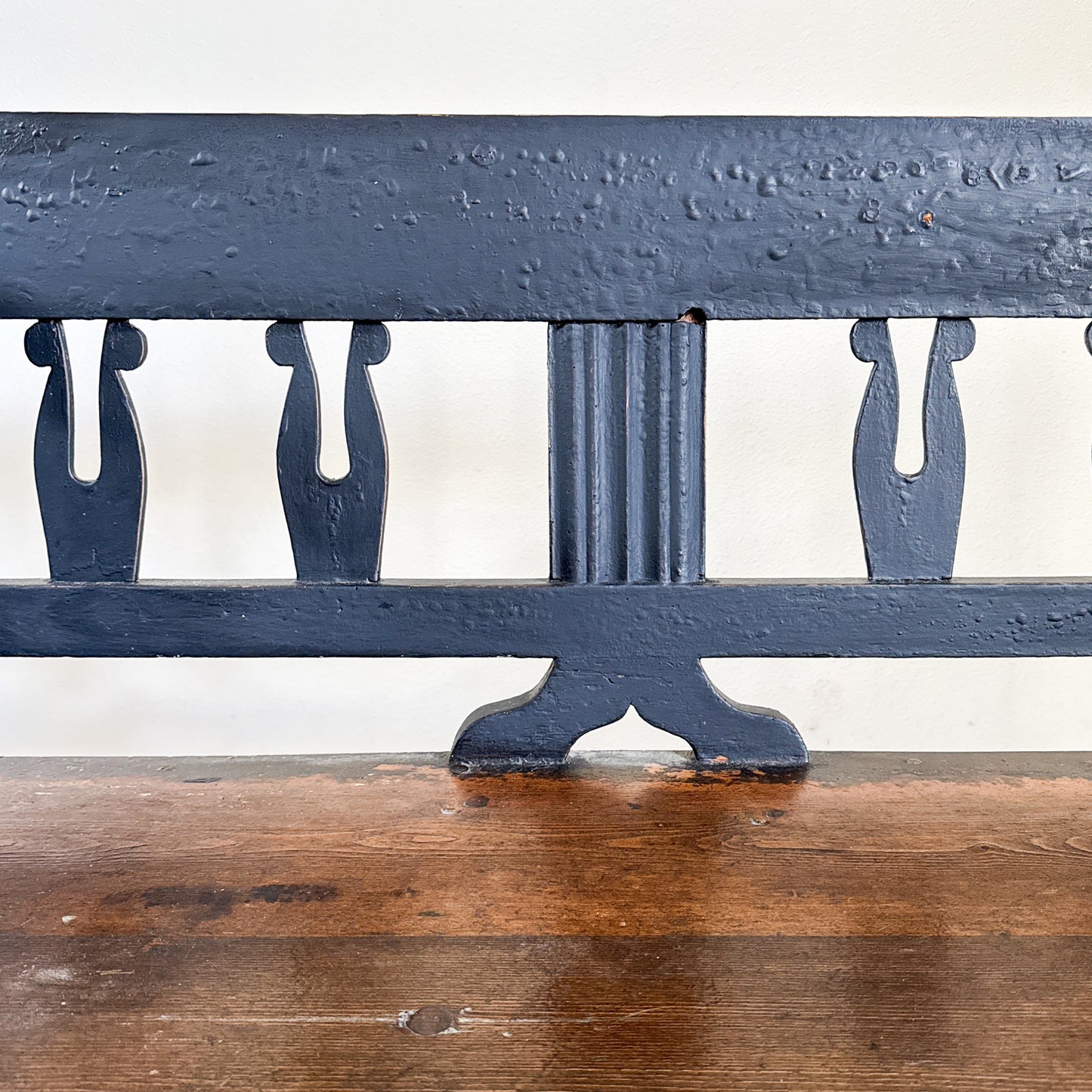 Antique Black Bench with Drawer