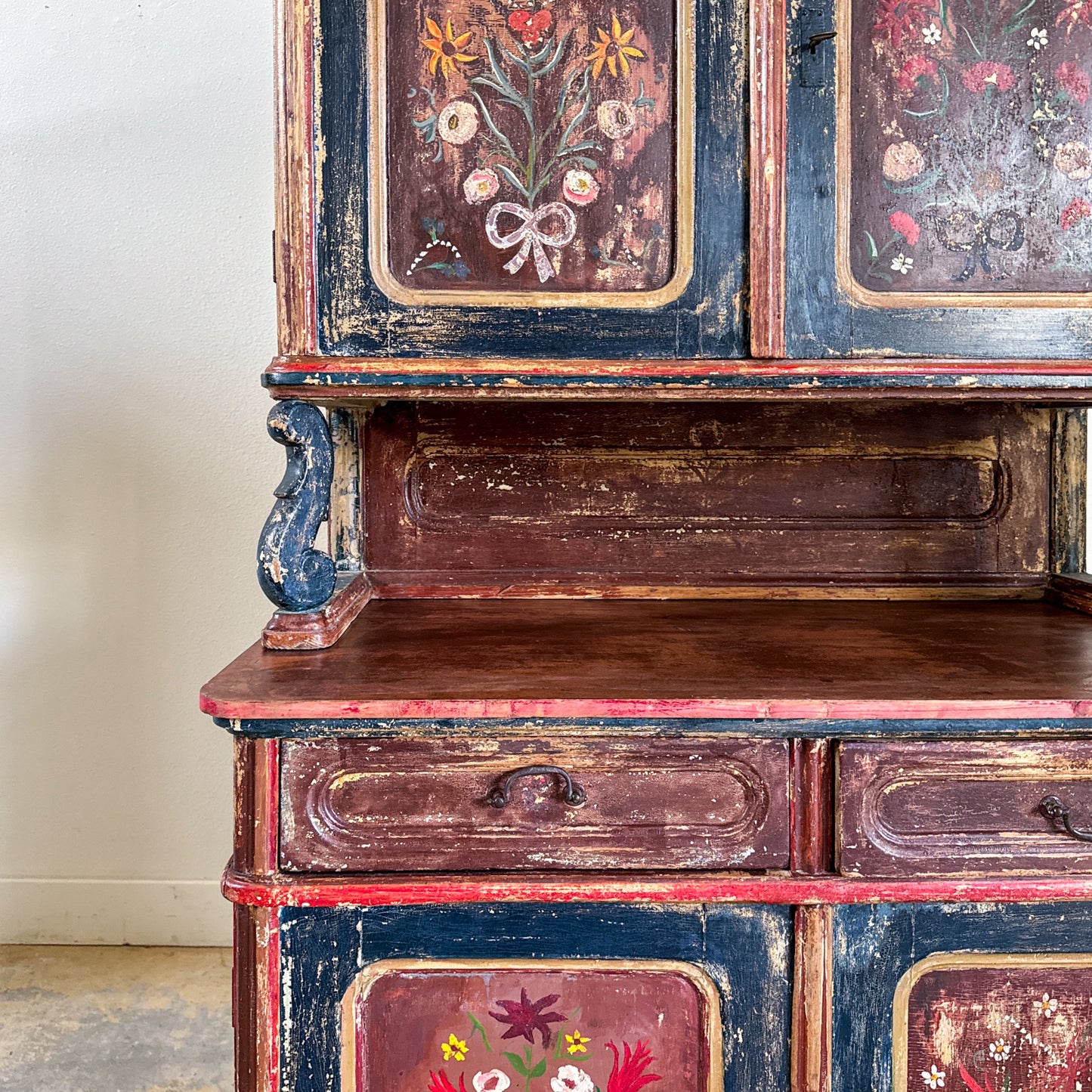 Antique European Folk Art Cupboard