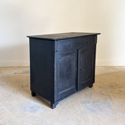 Antique Painted Black 2 Door 1 Drawer Base