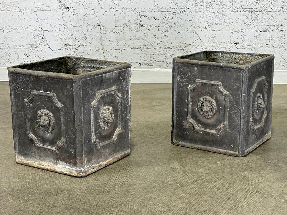 Lead Planter with Lion Face