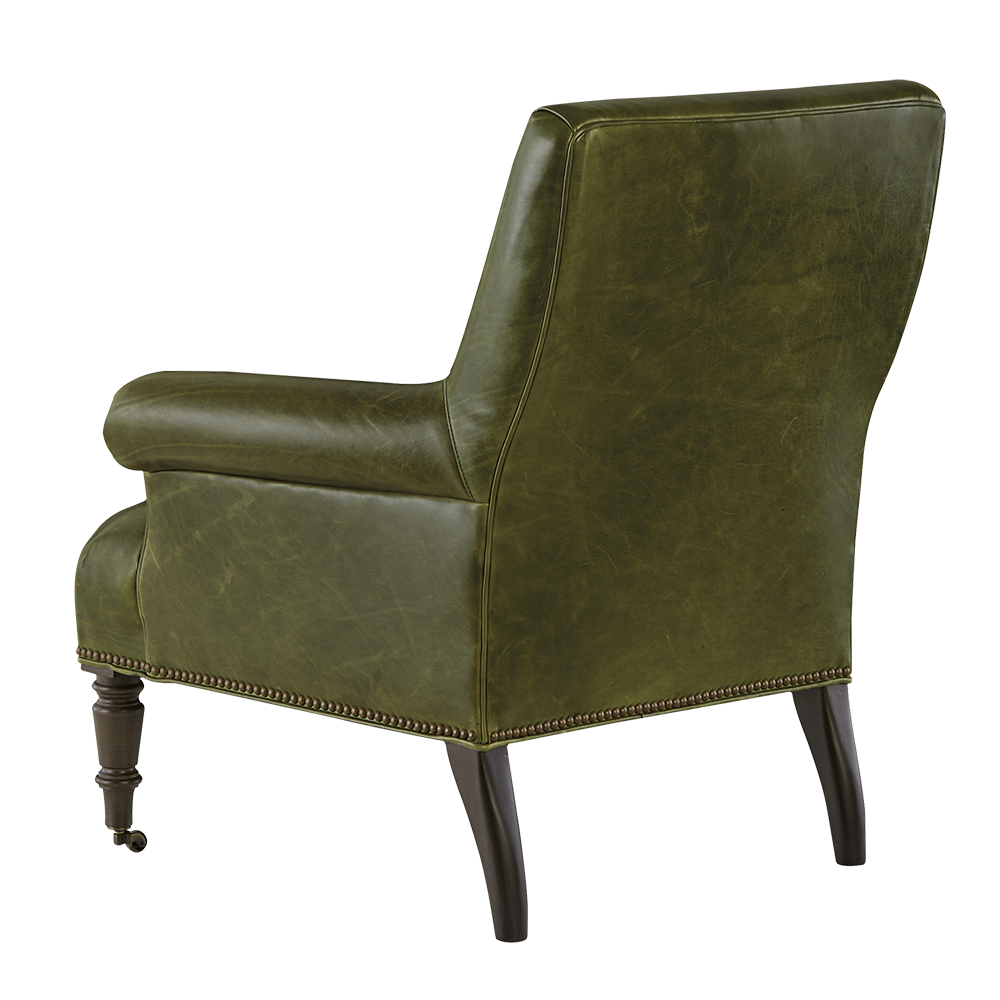 Leather Chair with Natural Brass Finished Nailheads