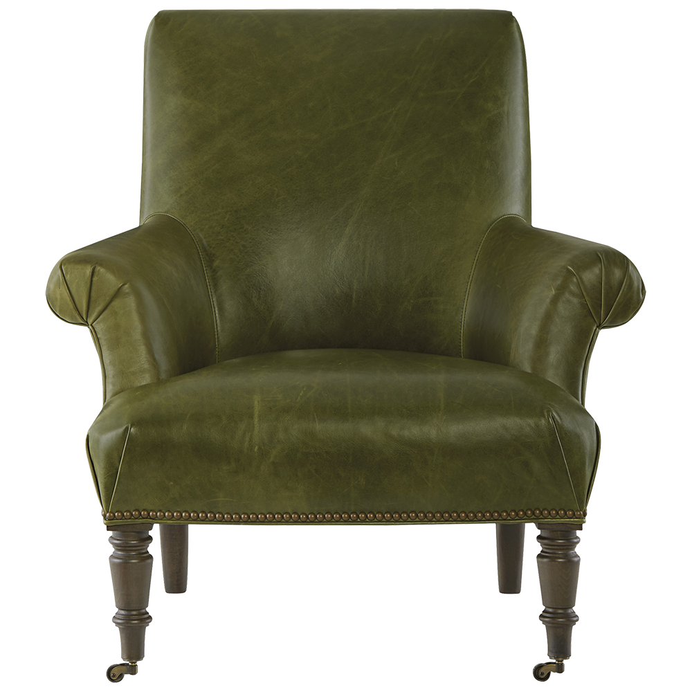 Leather Chair with Natural Brass Finished Nailheads