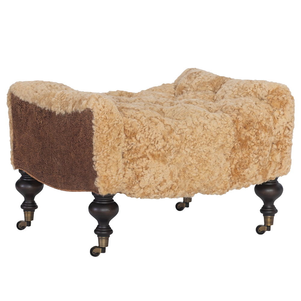 1744-00 Shearling Ottoman with casters