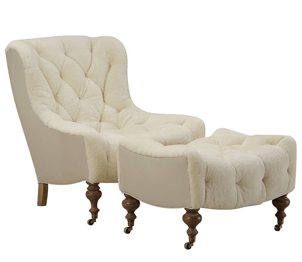 1744-00 Shearling Ottoman with casters