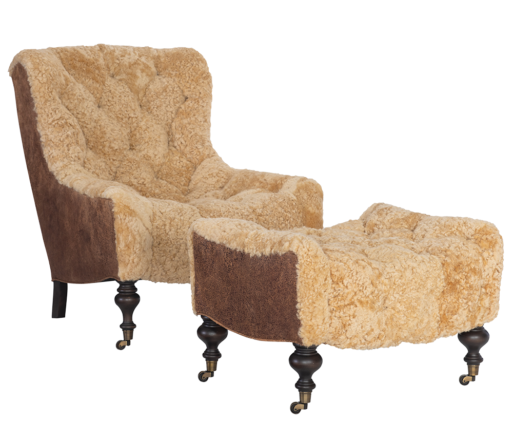 1744-00 Shearling Ottoman with casters