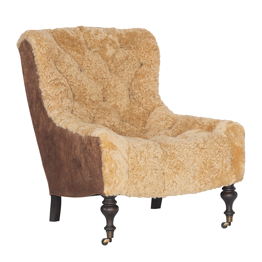 1744-01 Shearling Button Tufting on Castors
