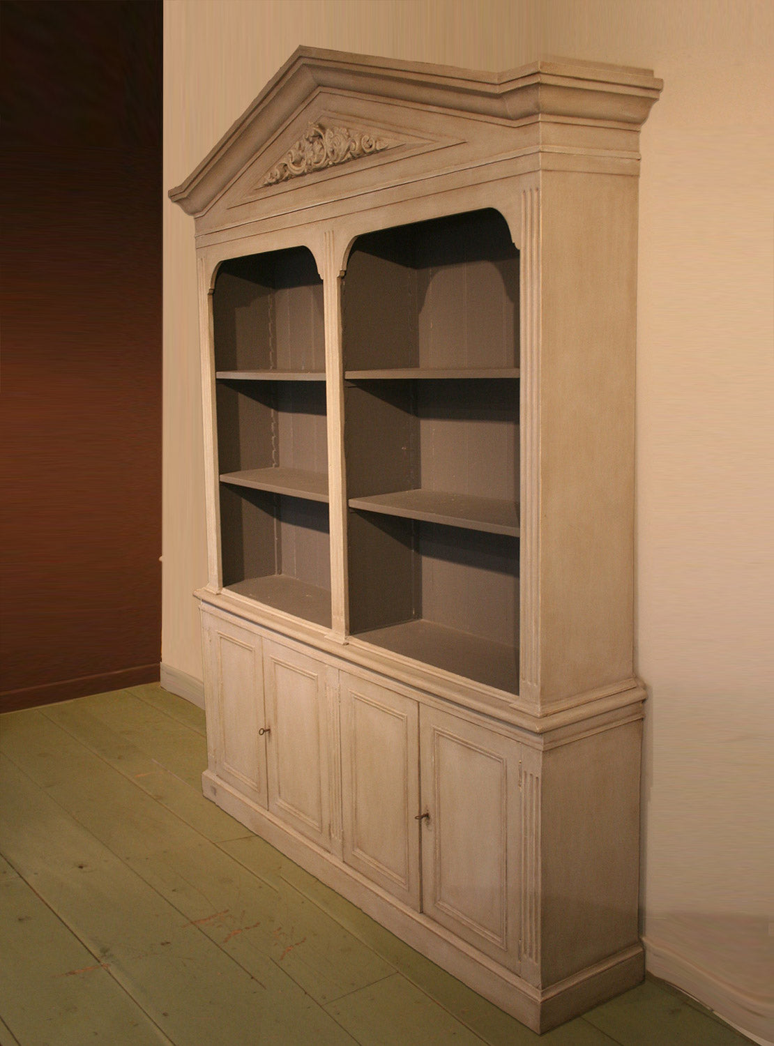 Modified Open Bookcase with Pediment