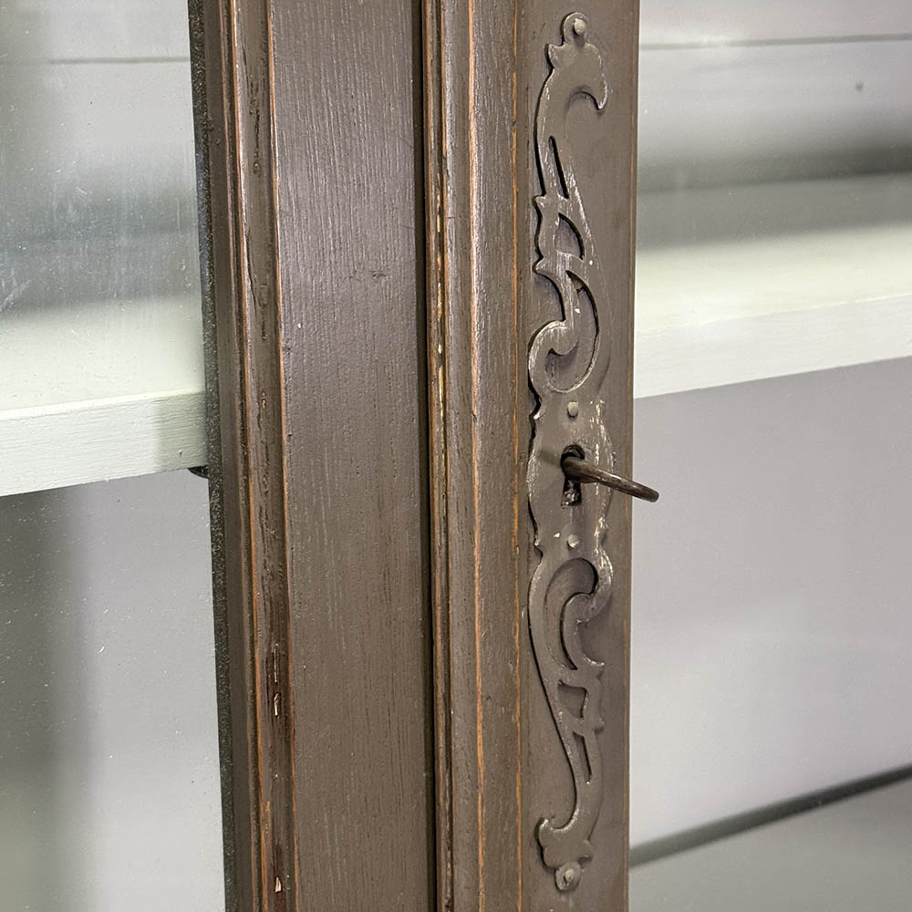 Antique Two Door Glazed Cupboard with Adjustable Shelves