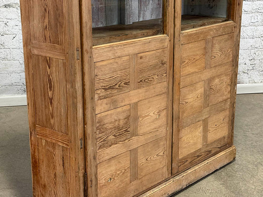 Antique Pine Catalan Narrow Glazed Cabinet c.1830