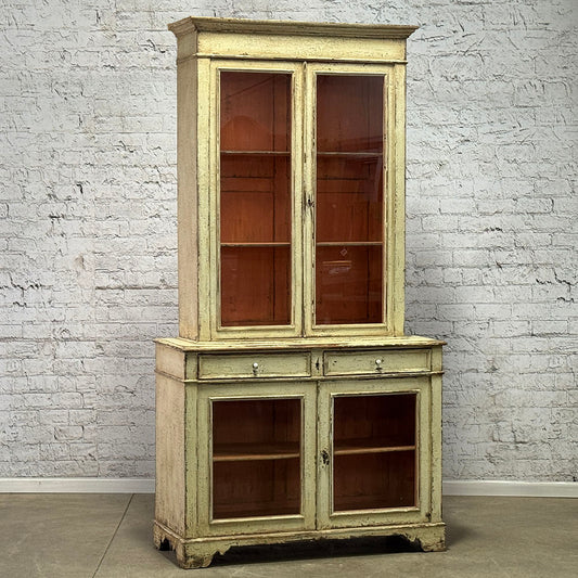 French Four Glazed Door Painted Cabinet c1840