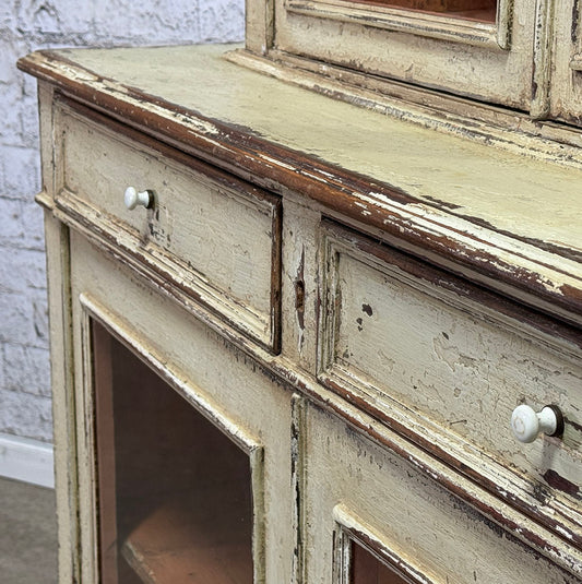 French Four Glazed Door Painted Cabinet c1840