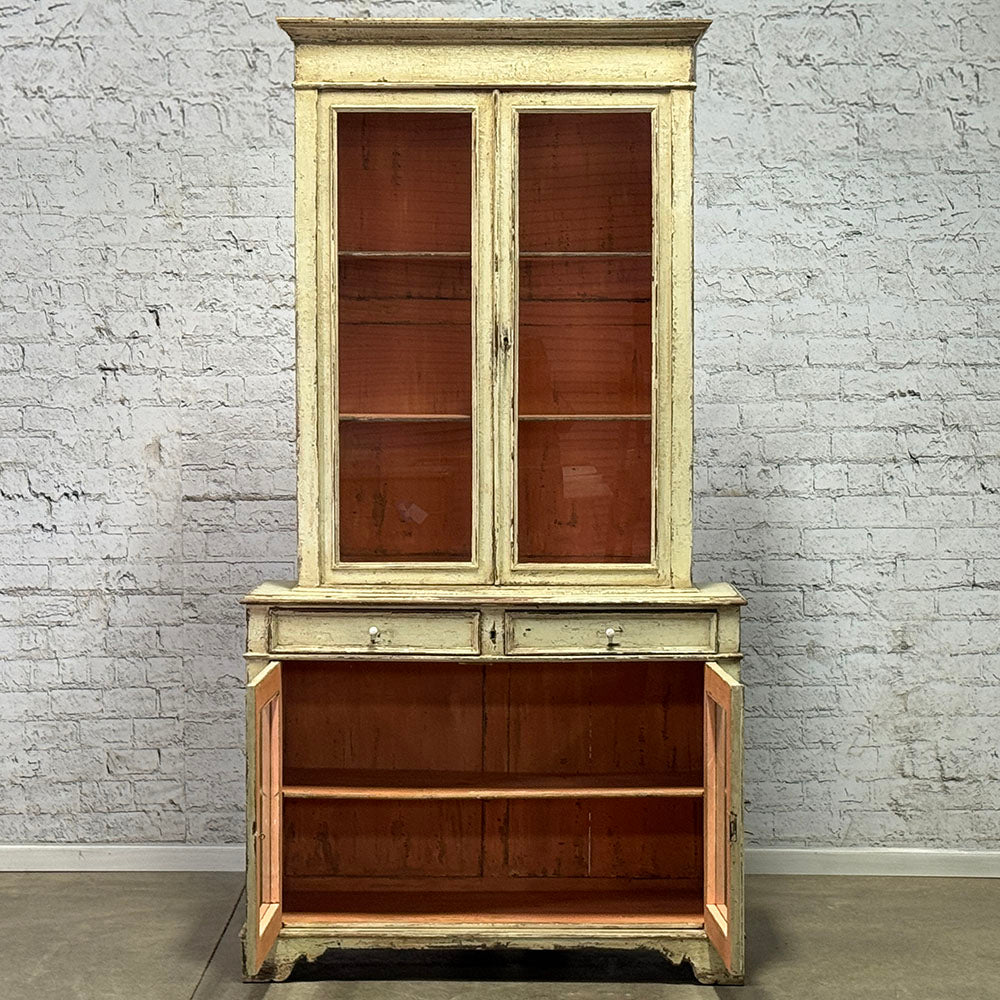 French Four Glazed Door Painted Cabinet c1840