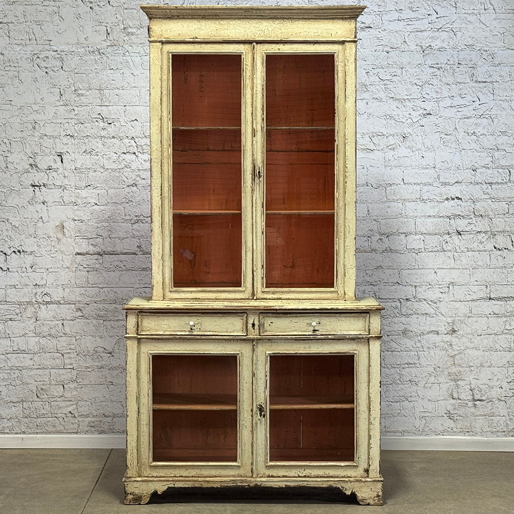 French Four Glazed Door Painted Cabinet c1840