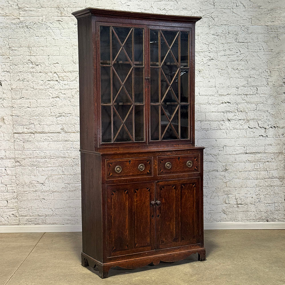 Welsh Oak and Mahogany Glazed Bookcase