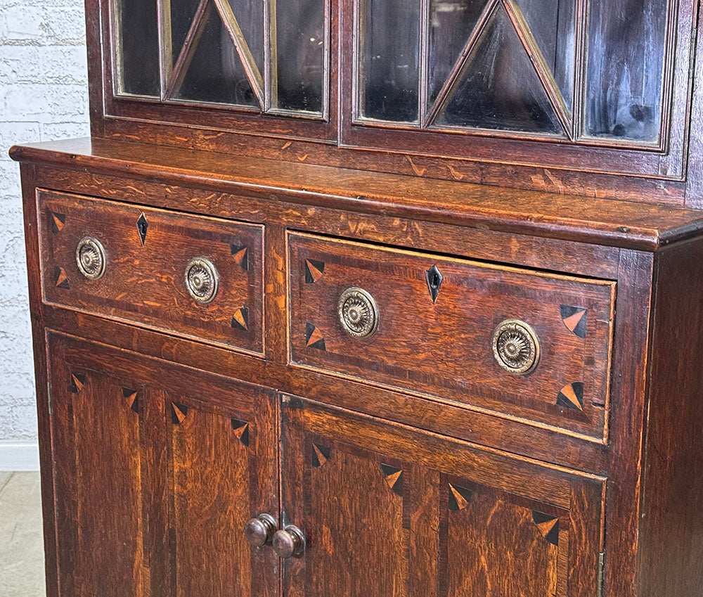 Welsh Oak and Mahogany Glazed Bookcase