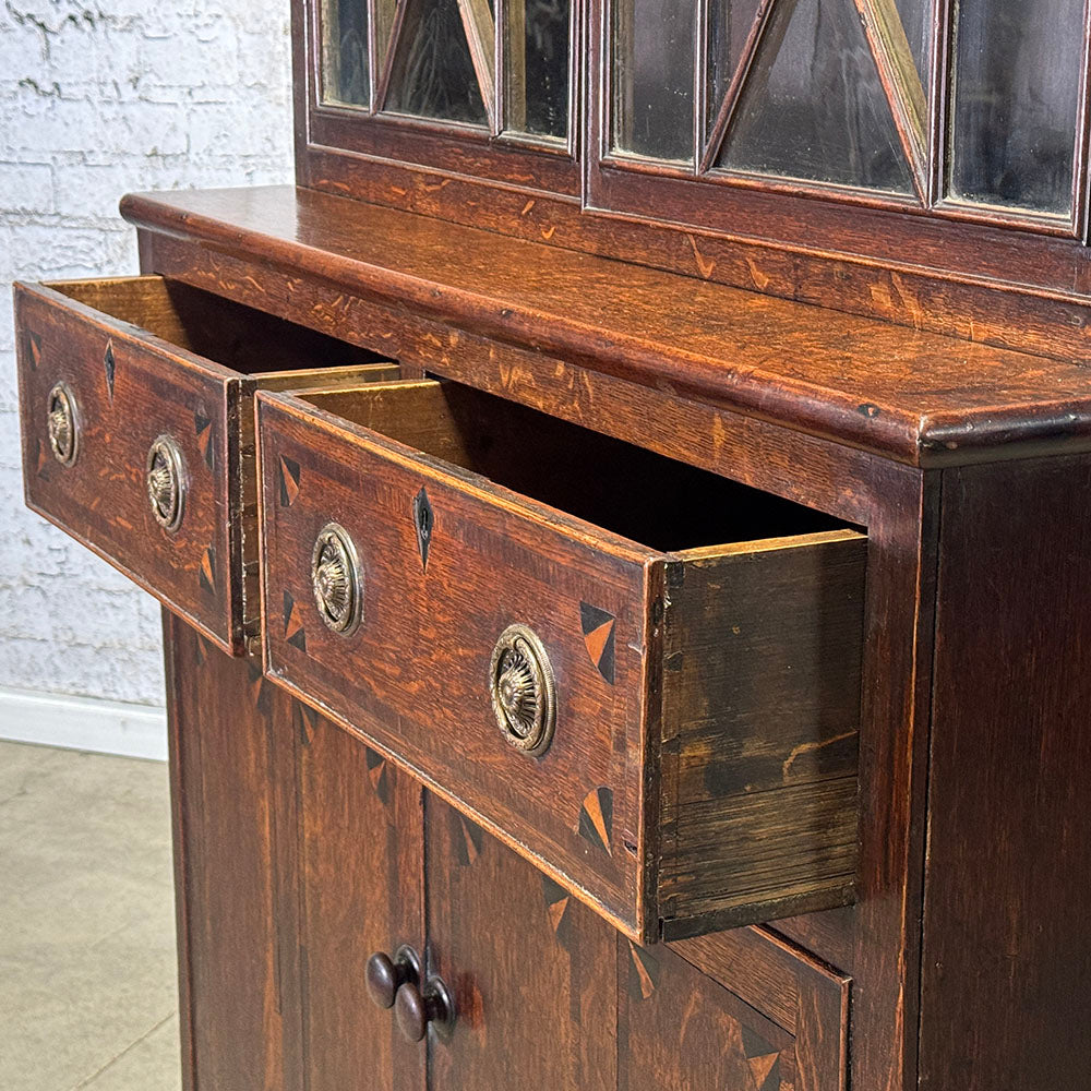 Welsh Oak and Mahogany Glazed Bookcase