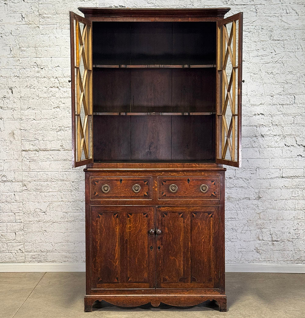 Welsh Oak and Mahogany Glazed Bookcase
