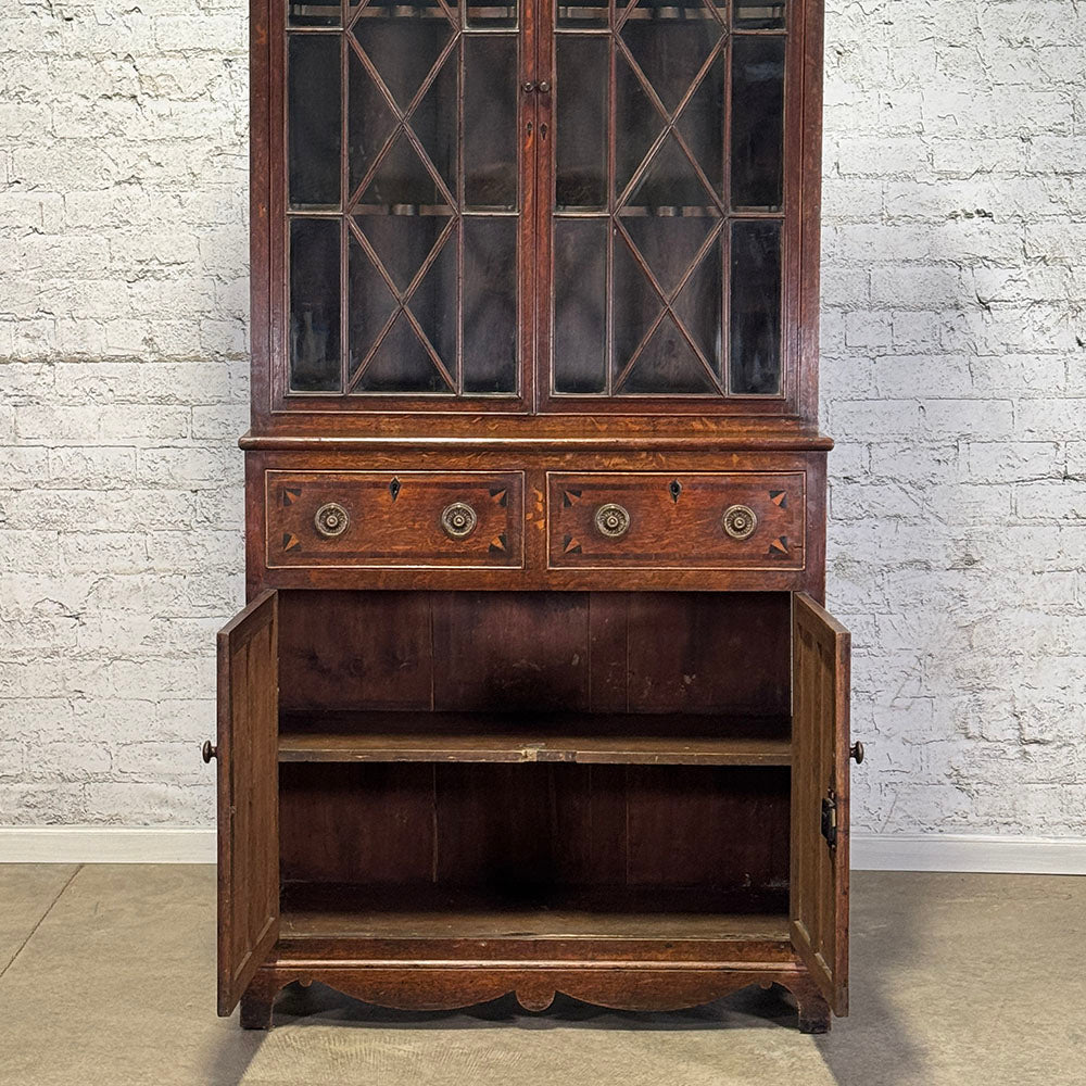 Welsh Oak and Mahogany Glazed Bookcase