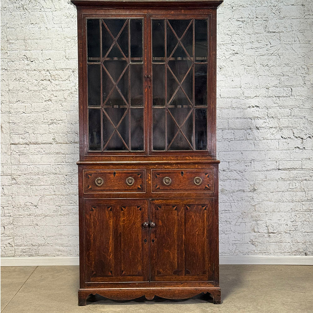 Welsh Oak and Mahogany Glazed Bookcase