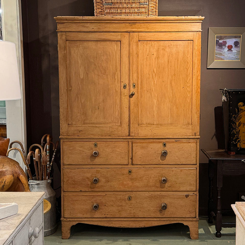 Antique Pine Linen Press Cupboard