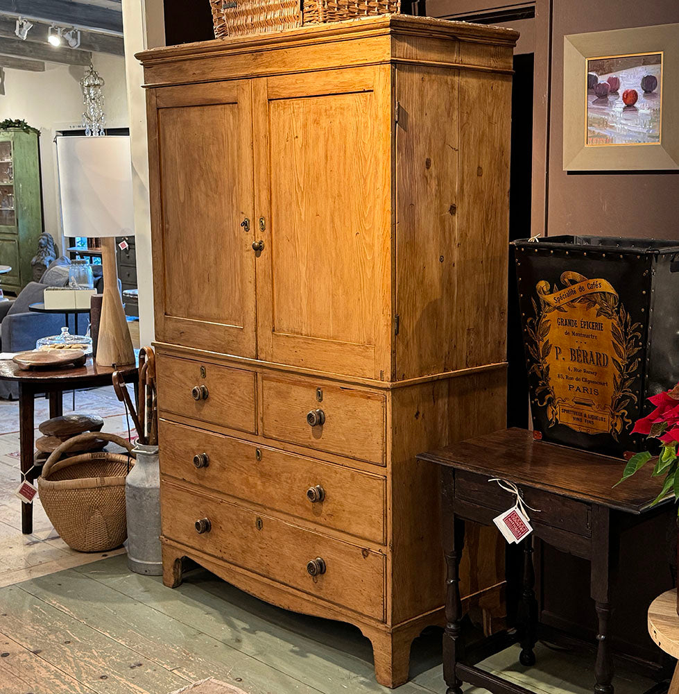 Antique Pine Linen Press Cupboard